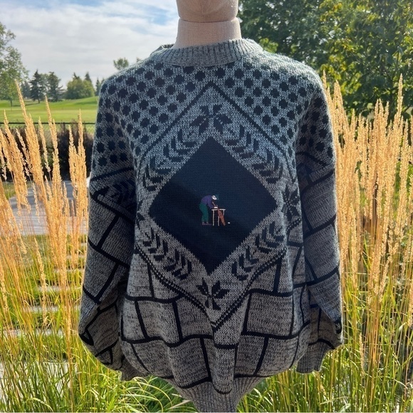 Vintage 90s Grandpa Dad Knit Crewneck Pullover Sweater - Picture 6 of 12